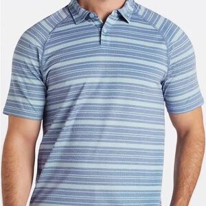 RHONE Light Blue Striped Polo Shirt